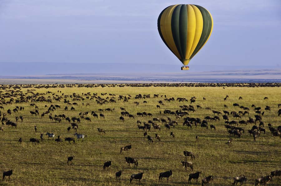 Hot air balloon safari over the plains